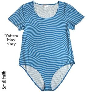 Blue Striped Women's Bodysuit